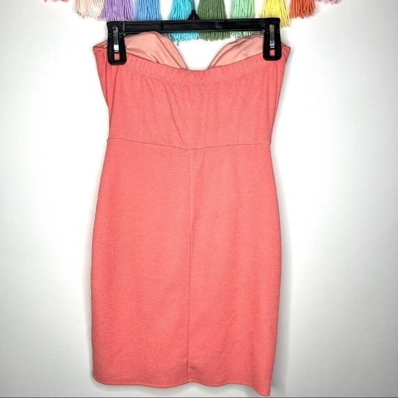 Trac Coral Deep Plunge Bandeau Mini Going Out Party Dress Size Medium - Picture 6 of 13